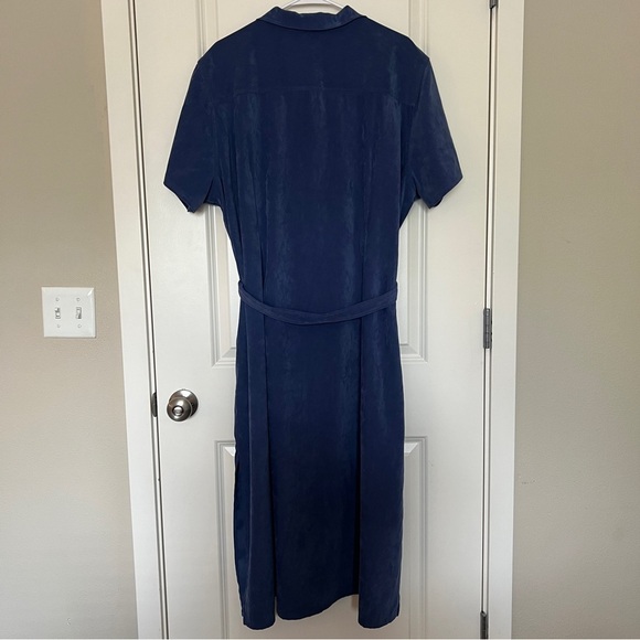 Vintage Blue Short Sleeve Button-Up Belted Maxi Dress Size 3X - Picture 5 of 7